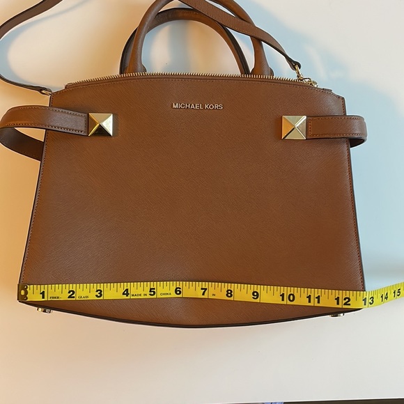Michael Kors cognac structured satchel purse - Picture 8 of 9